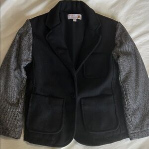 Boys Sierra Julian Black and Gray Blazer with Herringbone Sleeves